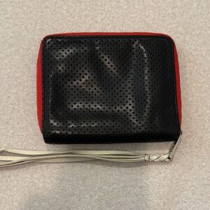 MZ WALLACE black and Red Perforated Wallet